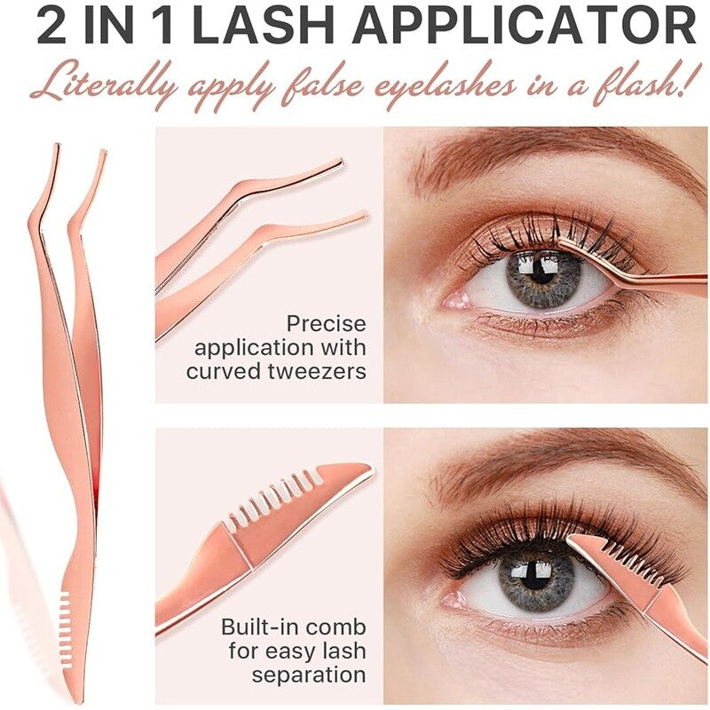 False Eyelash Applicator Tool & Comb - Eyelash Extension Tweezers