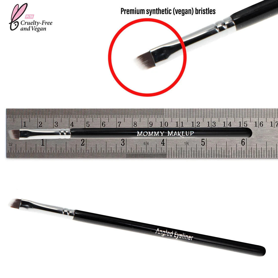 Angled Eyeliner Brush - Premium Synthetic Bristles, 6 Inches for Makeup