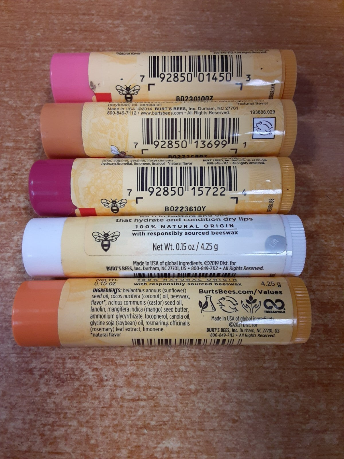 Assorted Burt's Bees Moisturizing Lip Balms - Natural Flavors, Pack Options