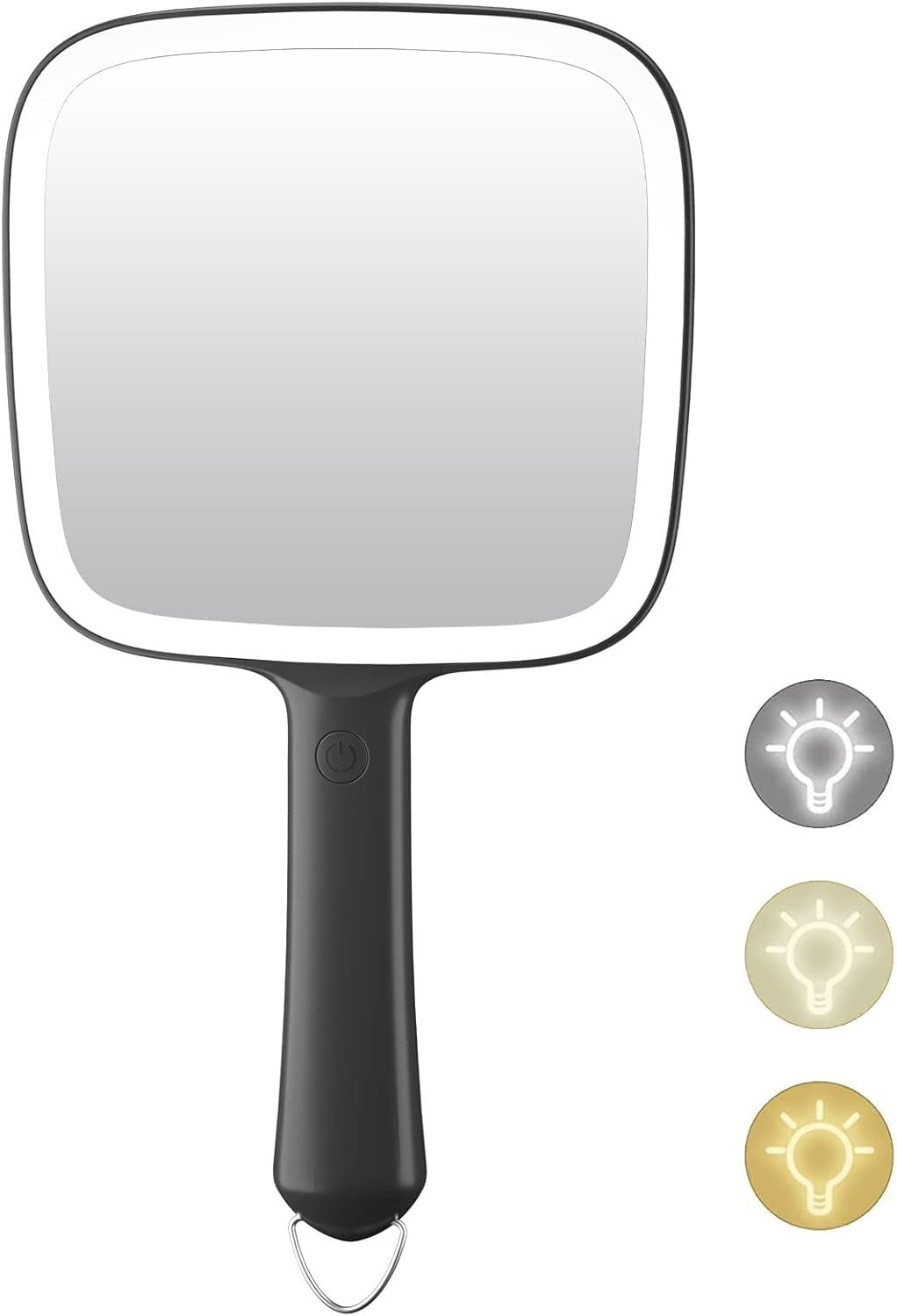 Lighted Hand Mirror with Dimmable 3 Light Colors - Portable & Lightweight