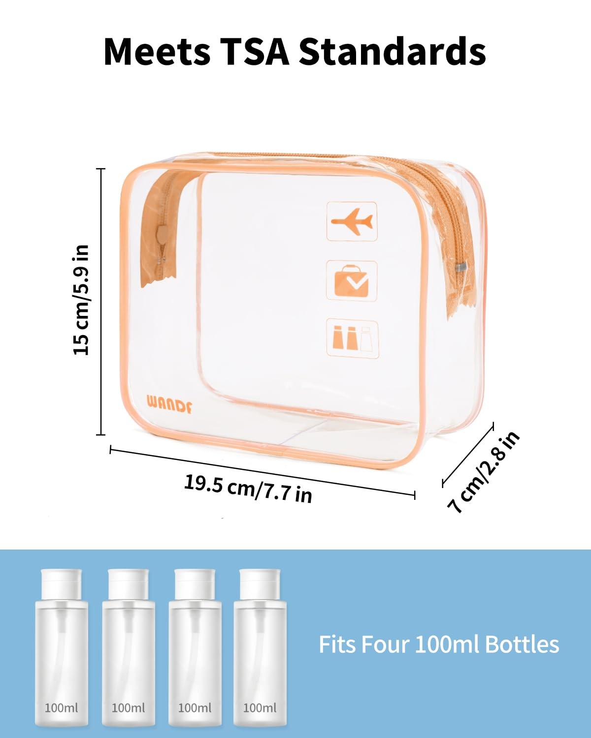 TSA Approved Clear Toiletry Bag 2 Pack - Leakproof Travel Organizer