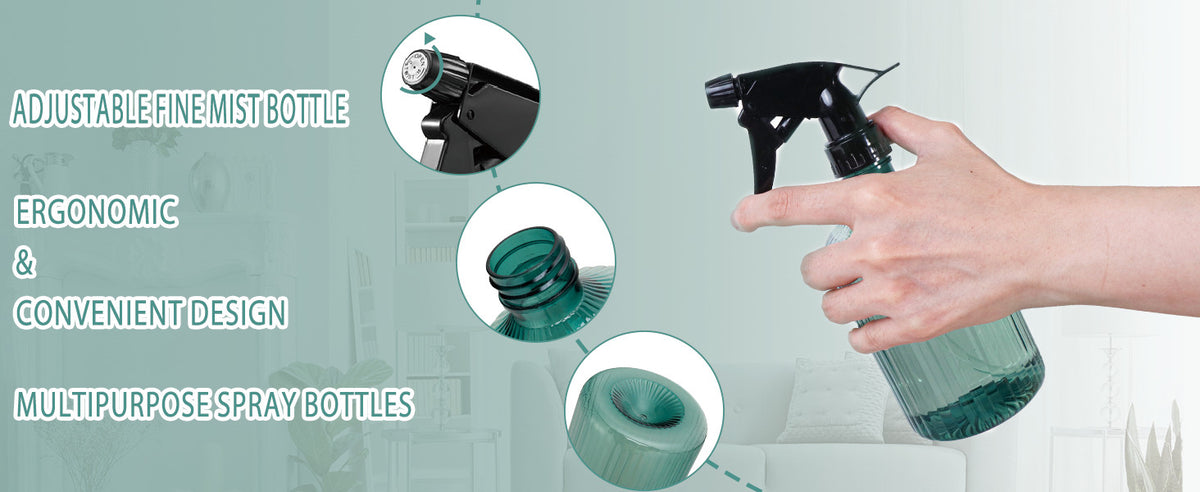 17 oz Spray Bottles Set of 2 Leak-Proof Adjustable Nozzles Multi-Purpose
