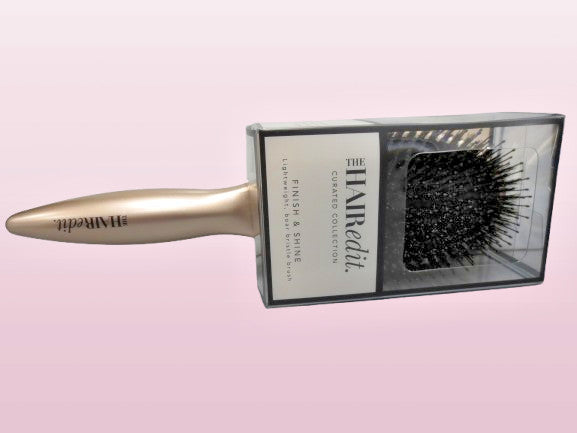 Finish & Shine Boar Bristle Hair Brush - Gold Hair Styling Tool