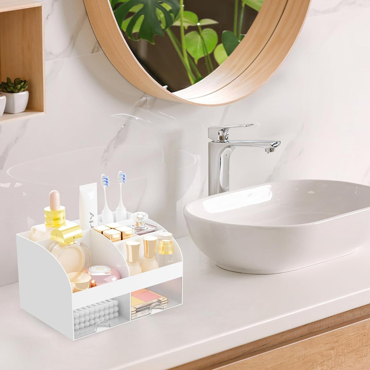 Makeup Organizer with 2 Drawers - Cosmetic Storage for Vanity & Dresser