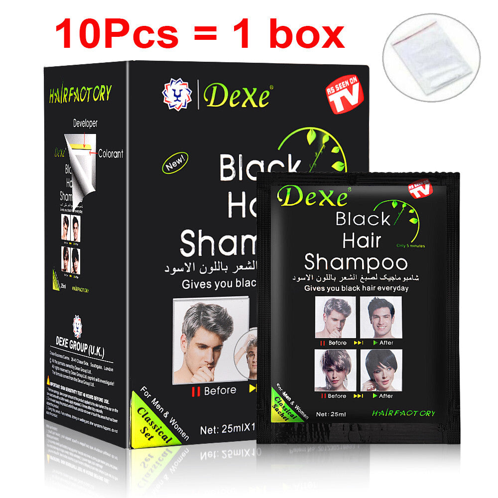 Herbal Black Hair Dye Shampoo - 5 Minute Instant Hair Blackening, Natural Herbal Formula, Multiple Pack Sizes