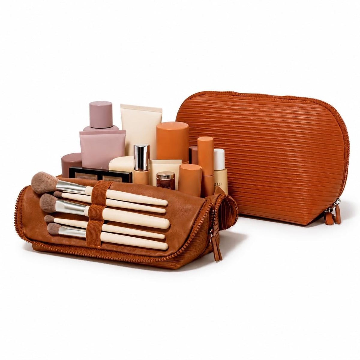 Standing Foldable Makeup Bag - Large Vertical Design, Full-Size Fit