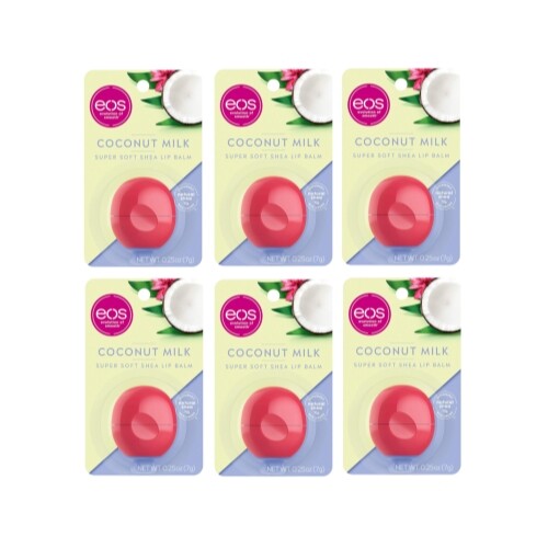 6 Pack Coconut Milk Lip Balm Spheres - Visibly Soft Moisturizing