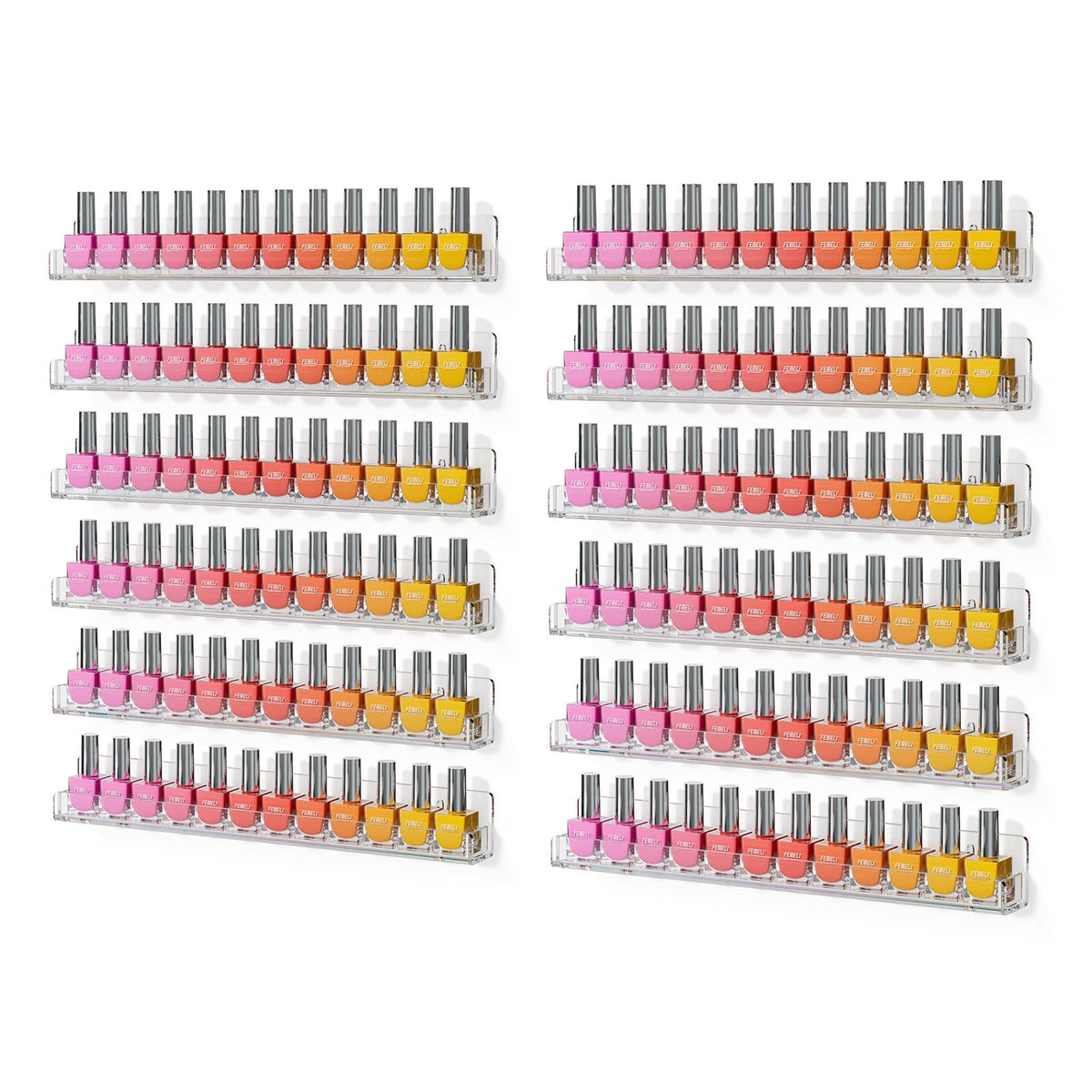 15-Inch Wall Mounted Nail Polish Rack Organizer 12 Packs