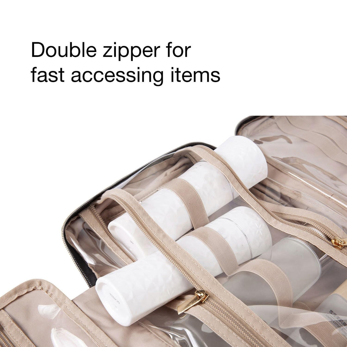 Travel Makeup Bag with Multiple Compartments & Hanging Hook – Lightweight Organizer
