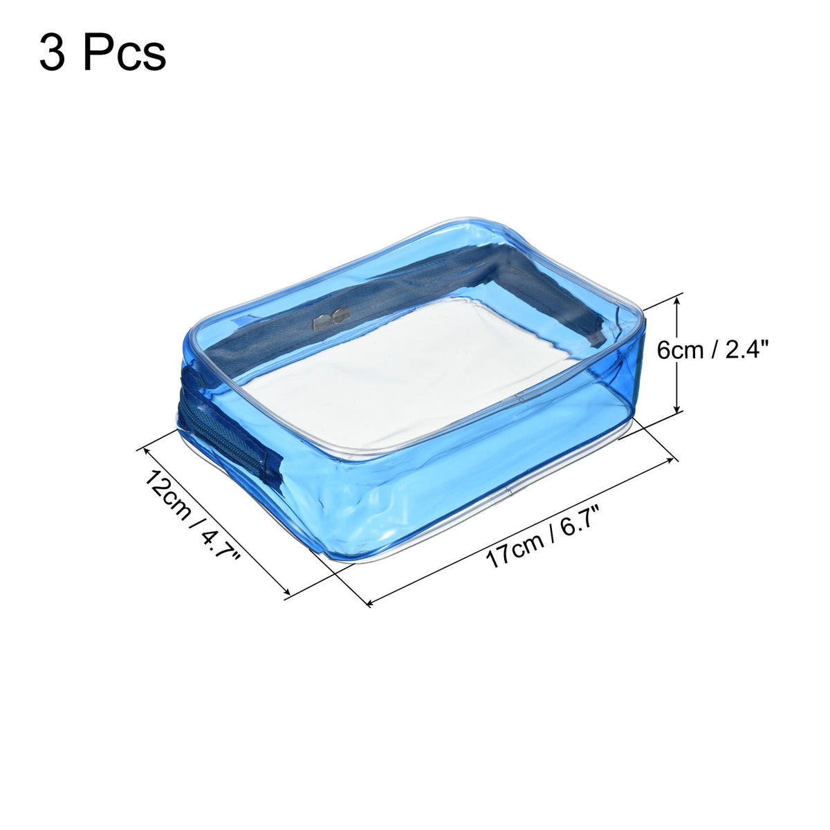 Clear Travel Toiletry Bags Set - Waterproof PVC Cosmetic Organizer, 3 Pack
