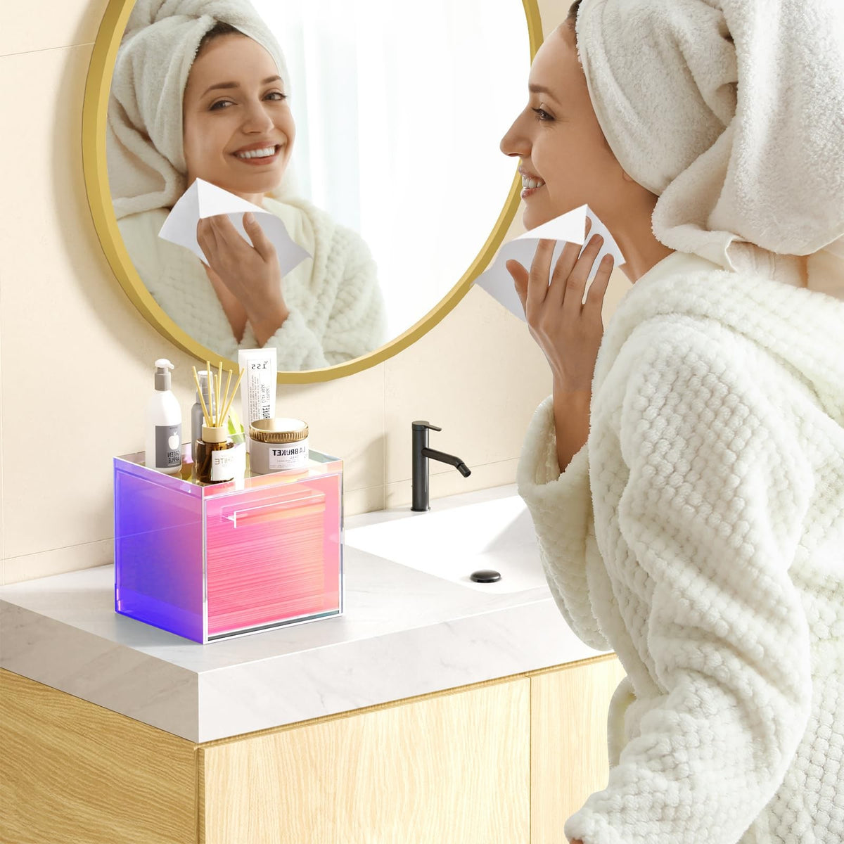 Wall-Mounted Acrylic Towel Storage Box for Disposable Facial Towels