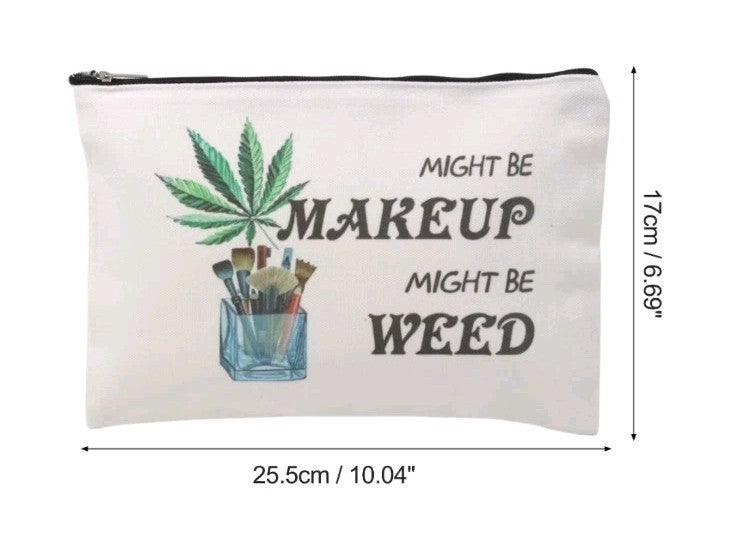 2 Pcs Leaf Makeup Bags - Funny Weed Themed Cosmetic Organizer
