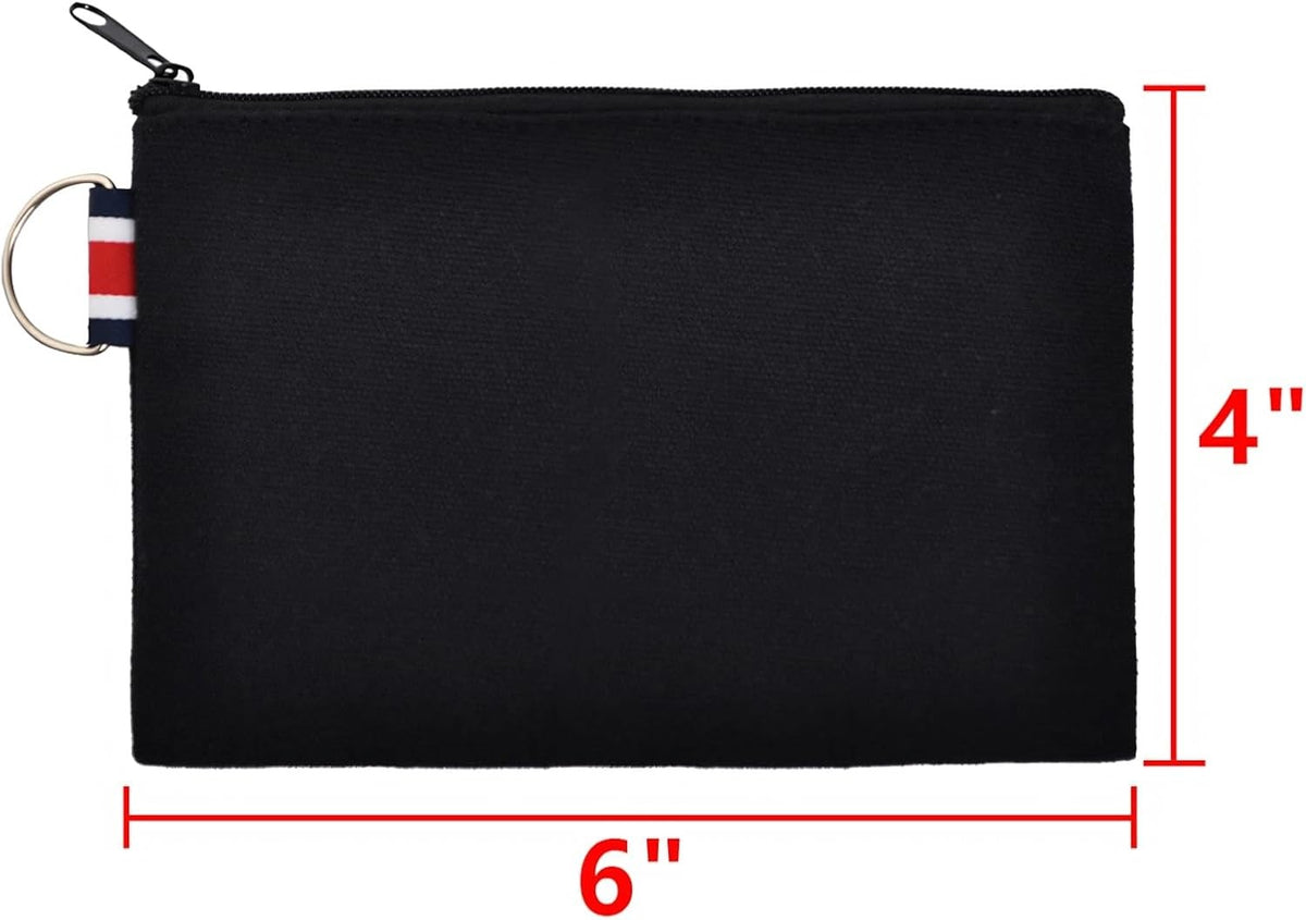 6 Pack Canvas Pouches with Metal Rings - DIY Craft Storage Bags 6x4 Inch