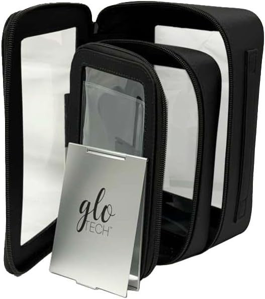 Travel Cosmetic Bag Duo & Compact Mirror Set - Black