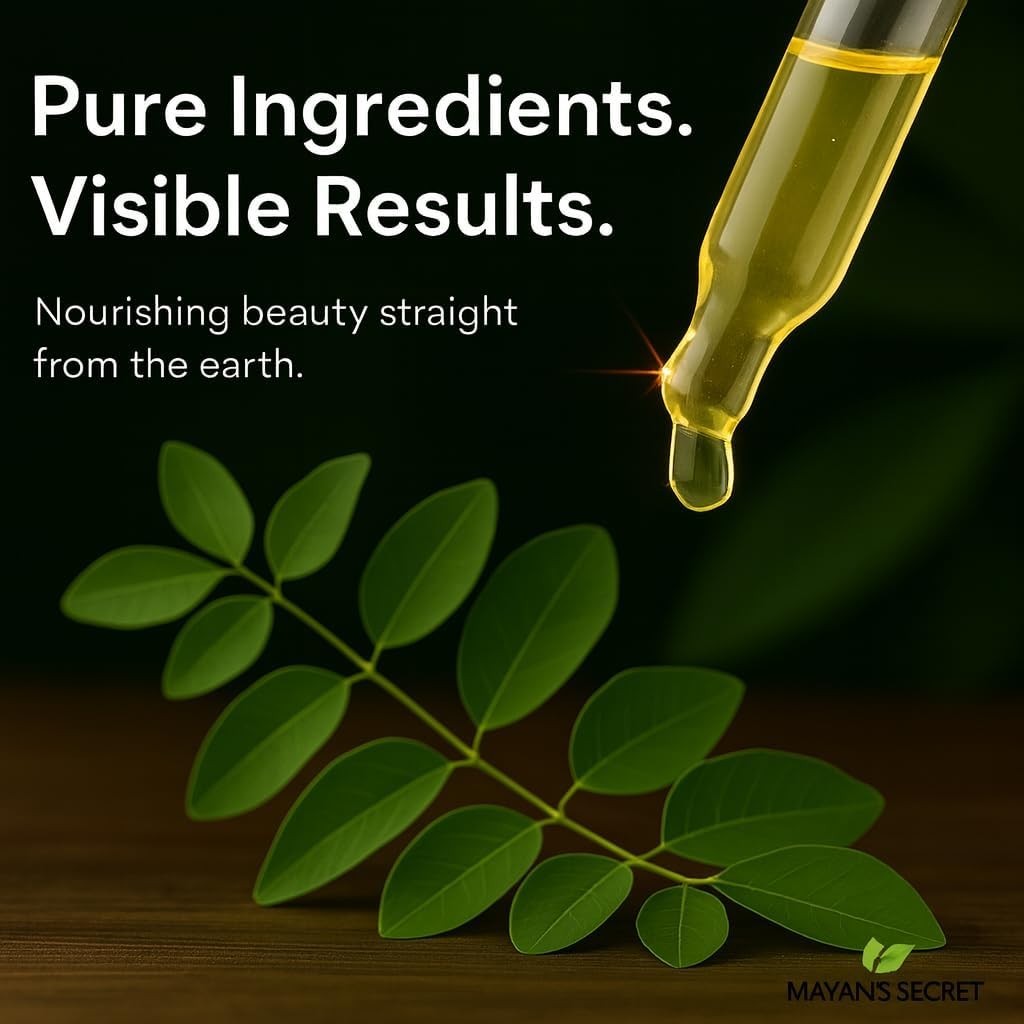 Organic Moringa Oil for Hair and Skin - 4oz Cold Pressed Natural Face Body Moisturizer