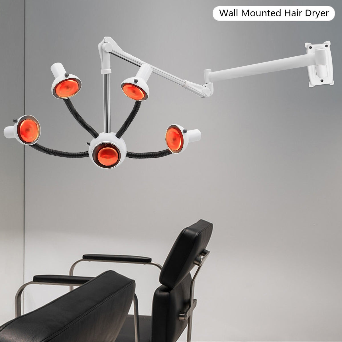 Wall Mounted 5-Head Infrared Hair Dryer for Salon & Barbershop 750W