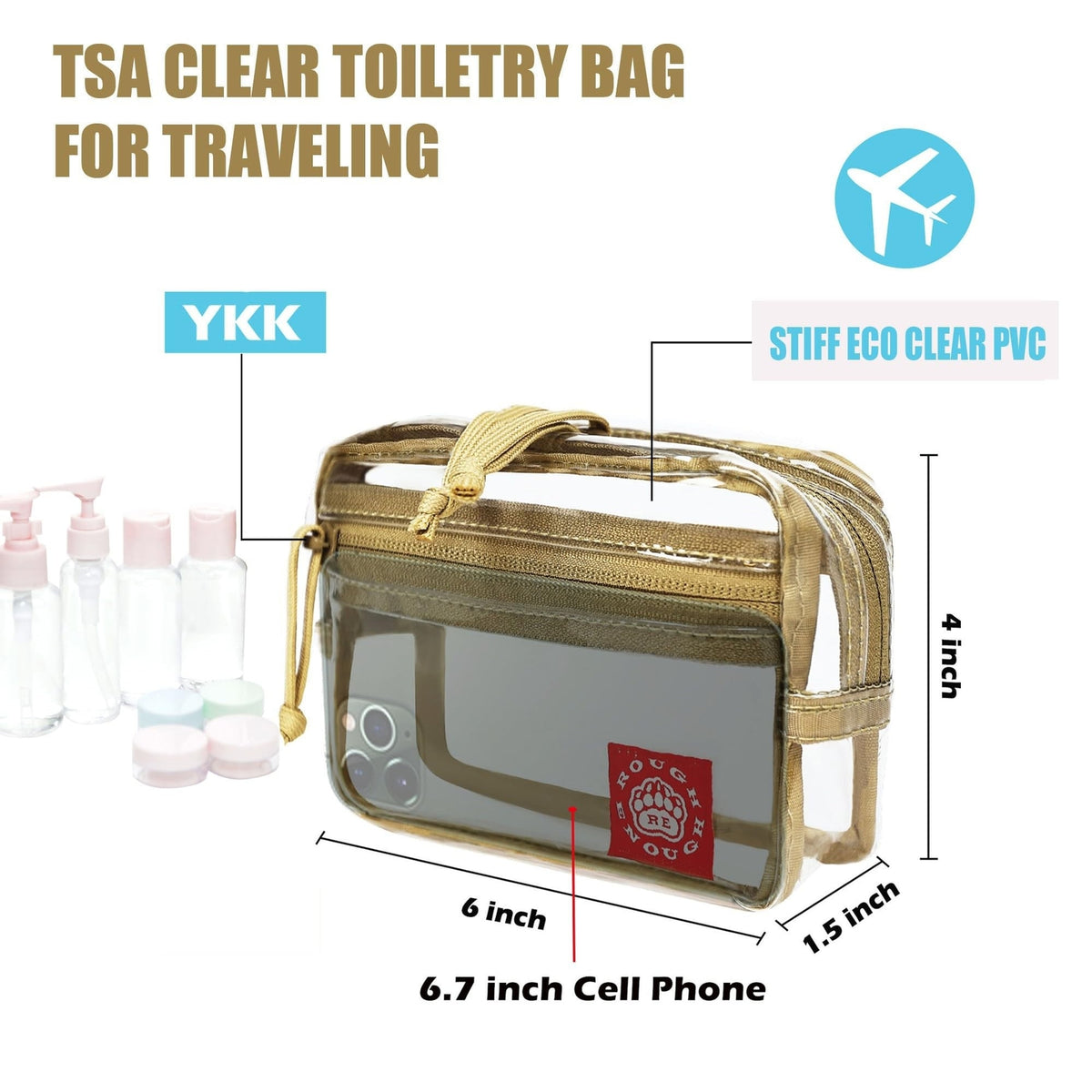 Travel Clear Makeup Bag TSA Approved 6x4 Inch Toiletry Organizer