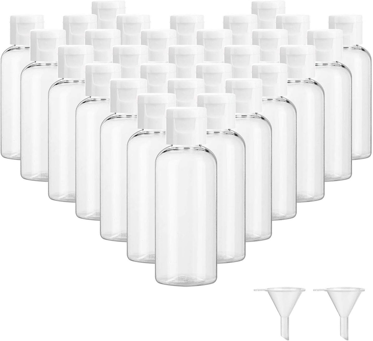 30 Pack 2 oz Clear Plastic Travel Bottles with Flip Cap - Leakproof, Refillable