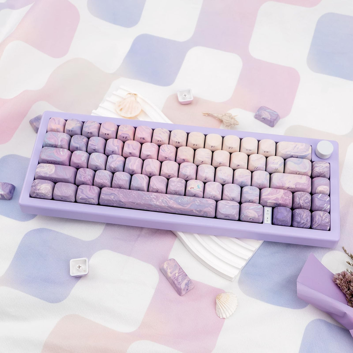 Purple Dye Sub PBT Keycap Set for Mechanical Gaming Keyboard - Round Side Print