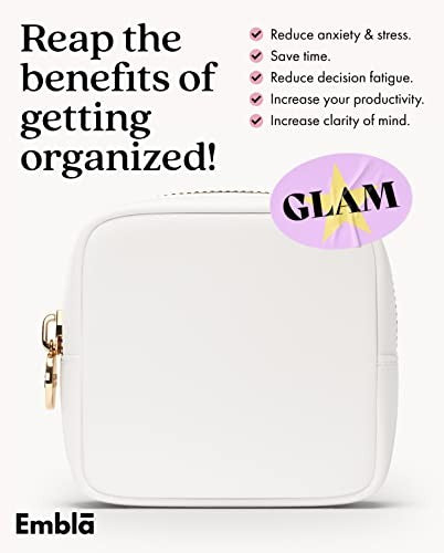 Small Makeup Bag with Zipper - Travel Cosmetic Pouch in White Nylon