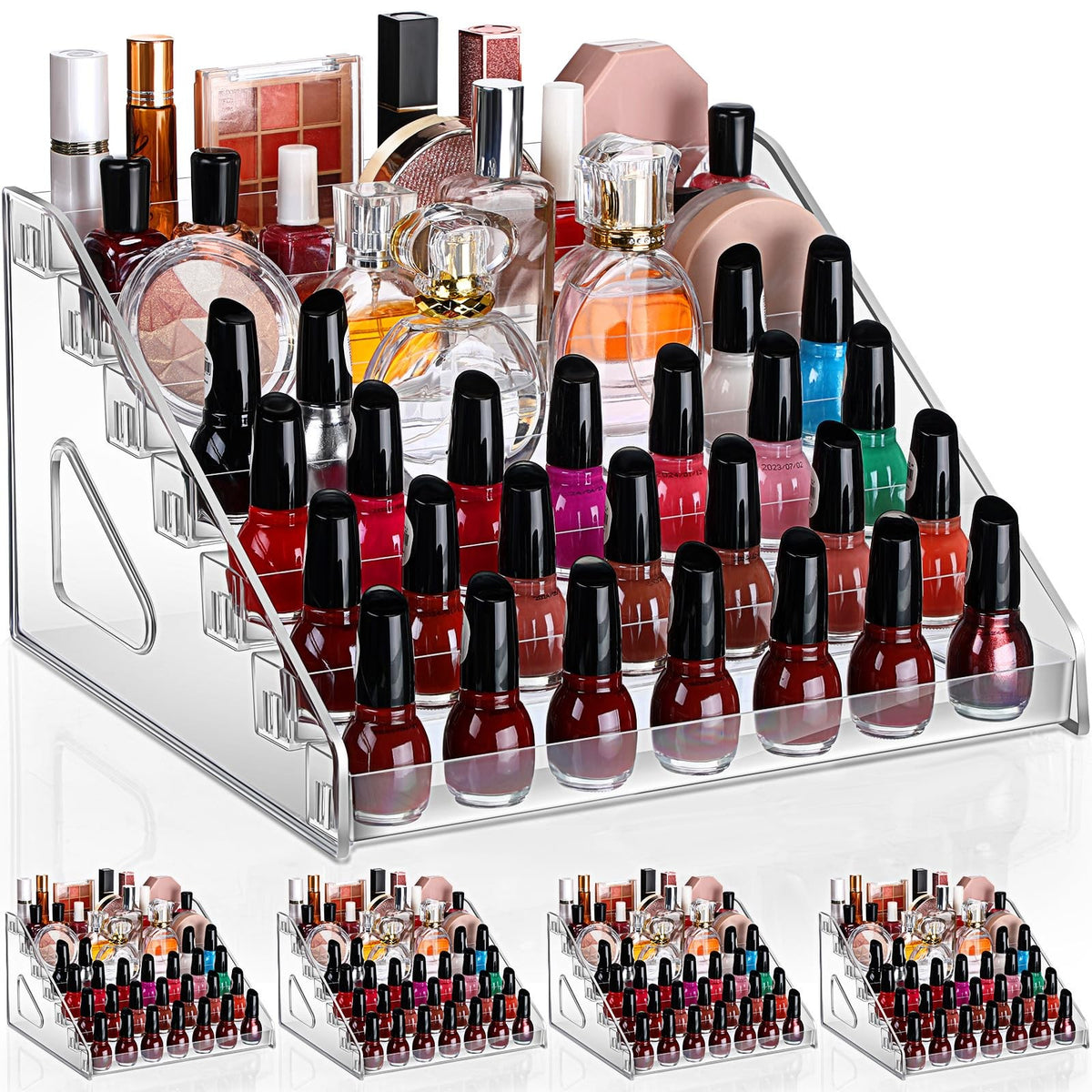 Acrylic 7-Tier Display Stand for Sunglasses, Nail Polish & Small Items, 2 Pack