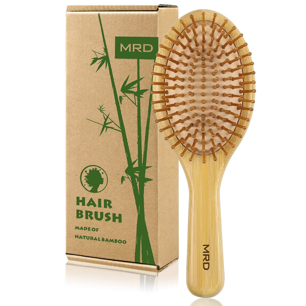 Natural Bamboo Paddle Hair Brush for Detangling and Scalp Massage - Yellow