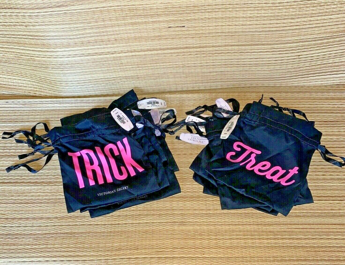 Victoria's Secret Trick or Treat Gift Bags - Black Drawstring Halloween Bags, 5x6 Inches, Pack of 35