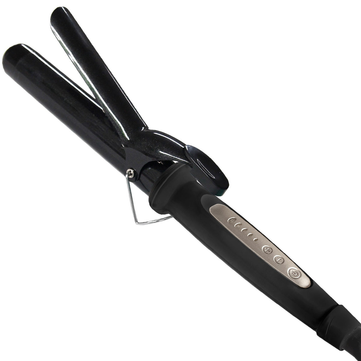 1 Inch Ceramic Curling Iron with Clamp for Hair Styling - Black