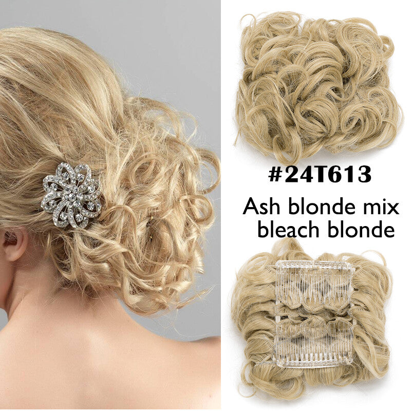 Large Curly Clip-In Hair Bun Extension for Thick Updos - Multiple Colors