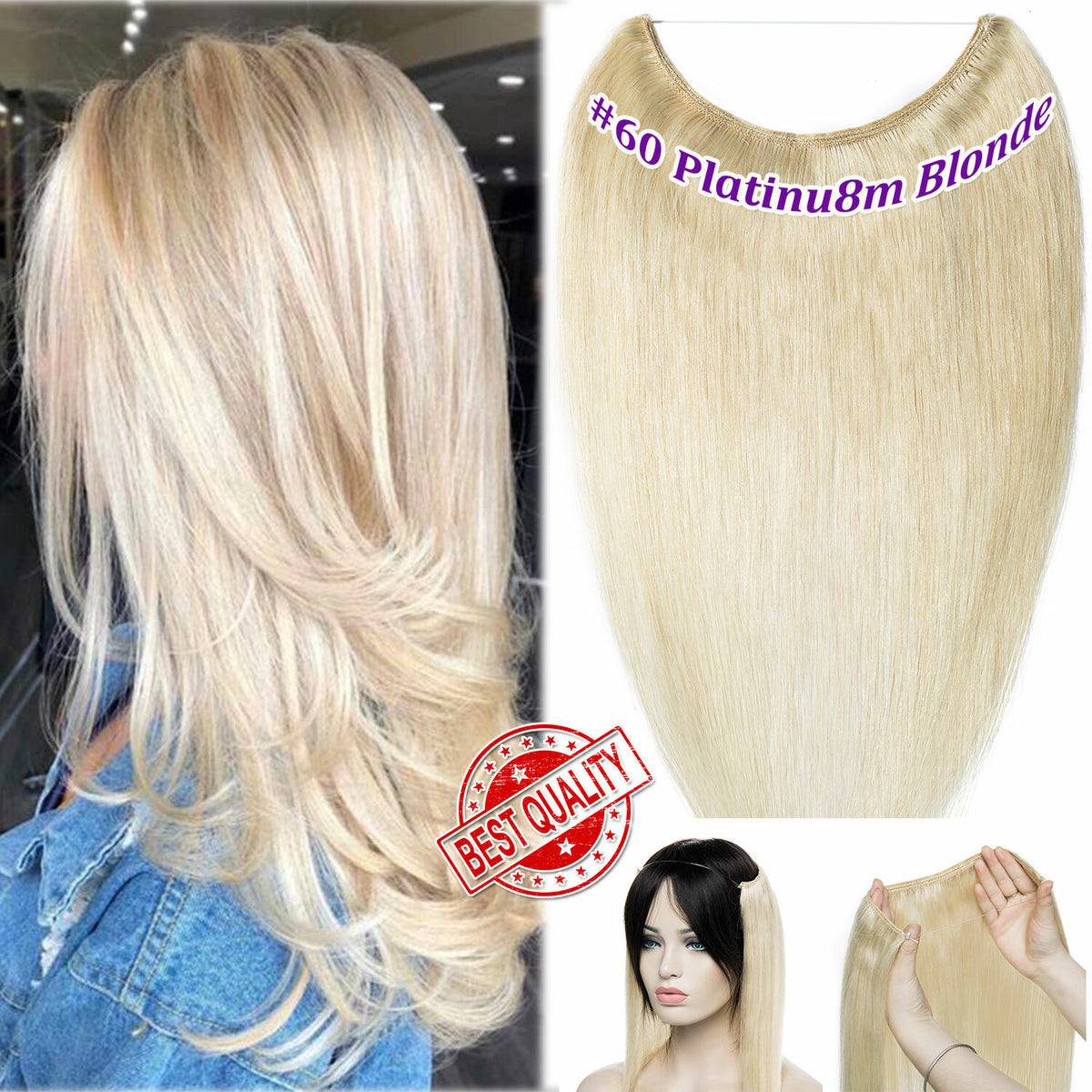 Invisible Wire Clip-In Human Hair Extensions - Thick & Natural Look