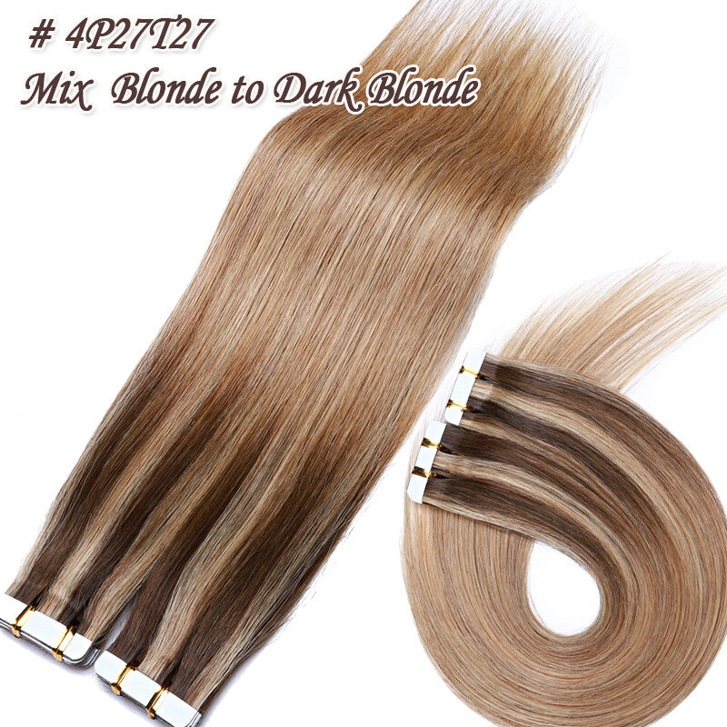 Full Head Skin Weft Tape-In Hair Extensions - Remy Human Hair, Thick & Natural