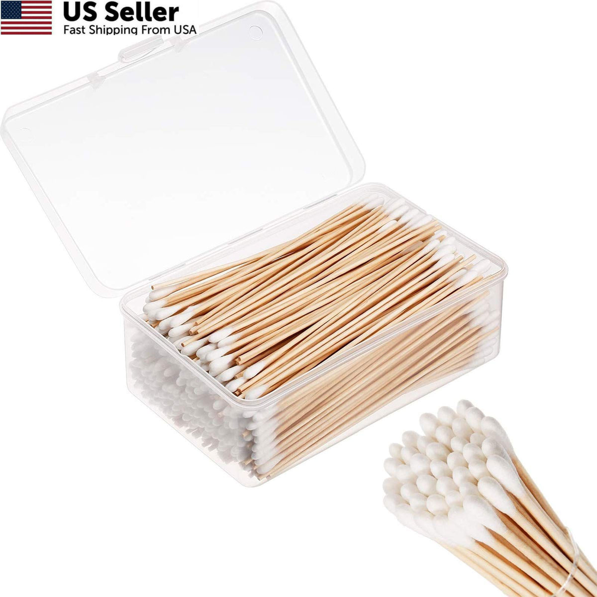 Long Cotton Swabs with Wooden Handles 6 Inch, 500 Pcs Cleaning & Art Supplies