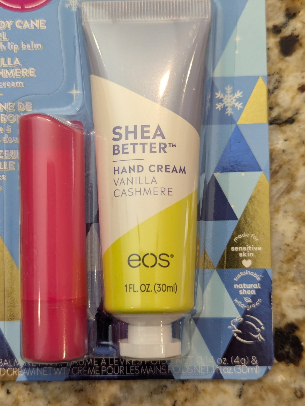 EOS 2-Piece Candy Cane Swirl Lip Balm & Vanilla Cashmere Hand Cream Set
