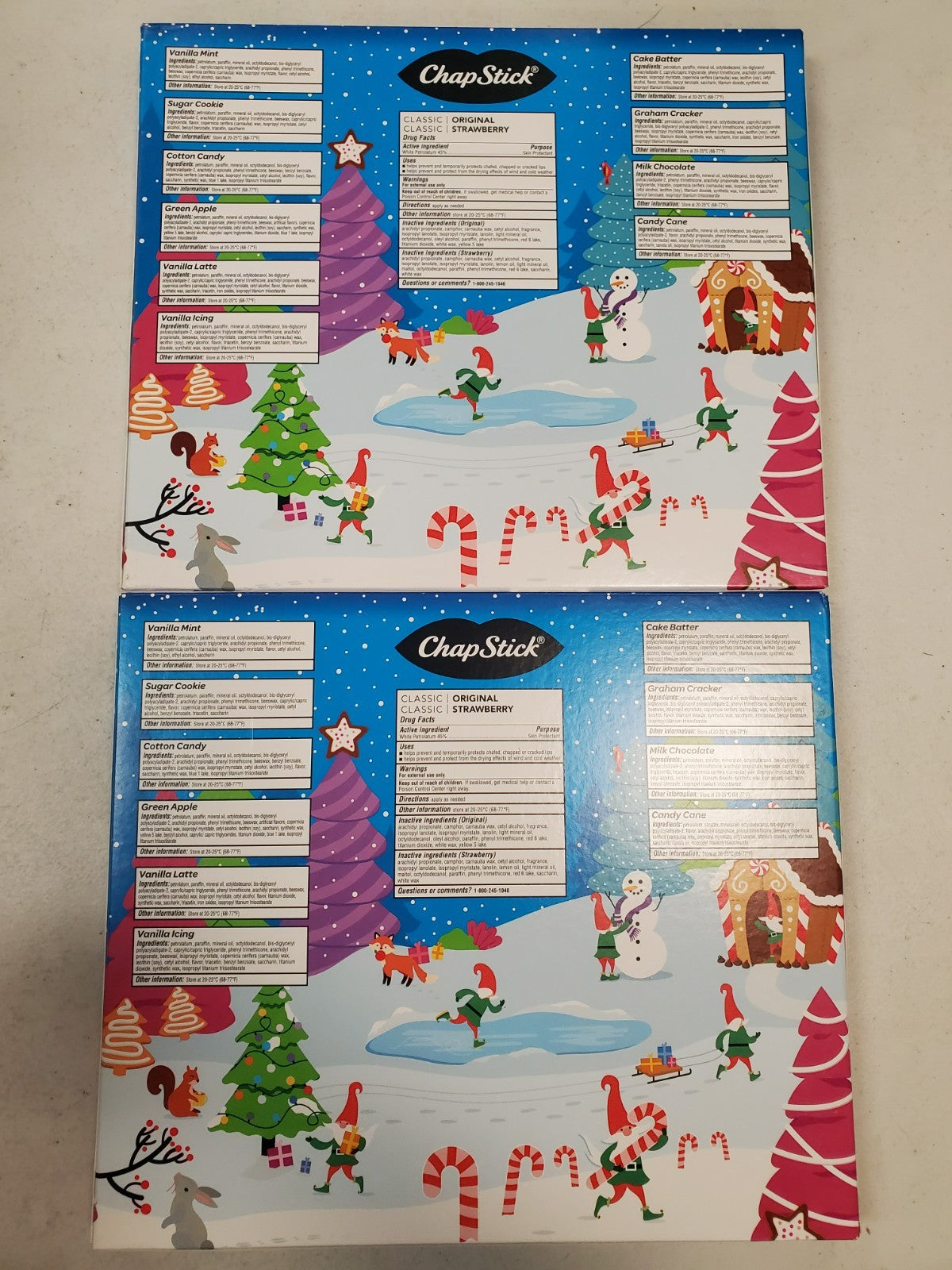 Holiday Lip Balm Gift Set with 12 Advent Calendar Flavors - 2 Boxes