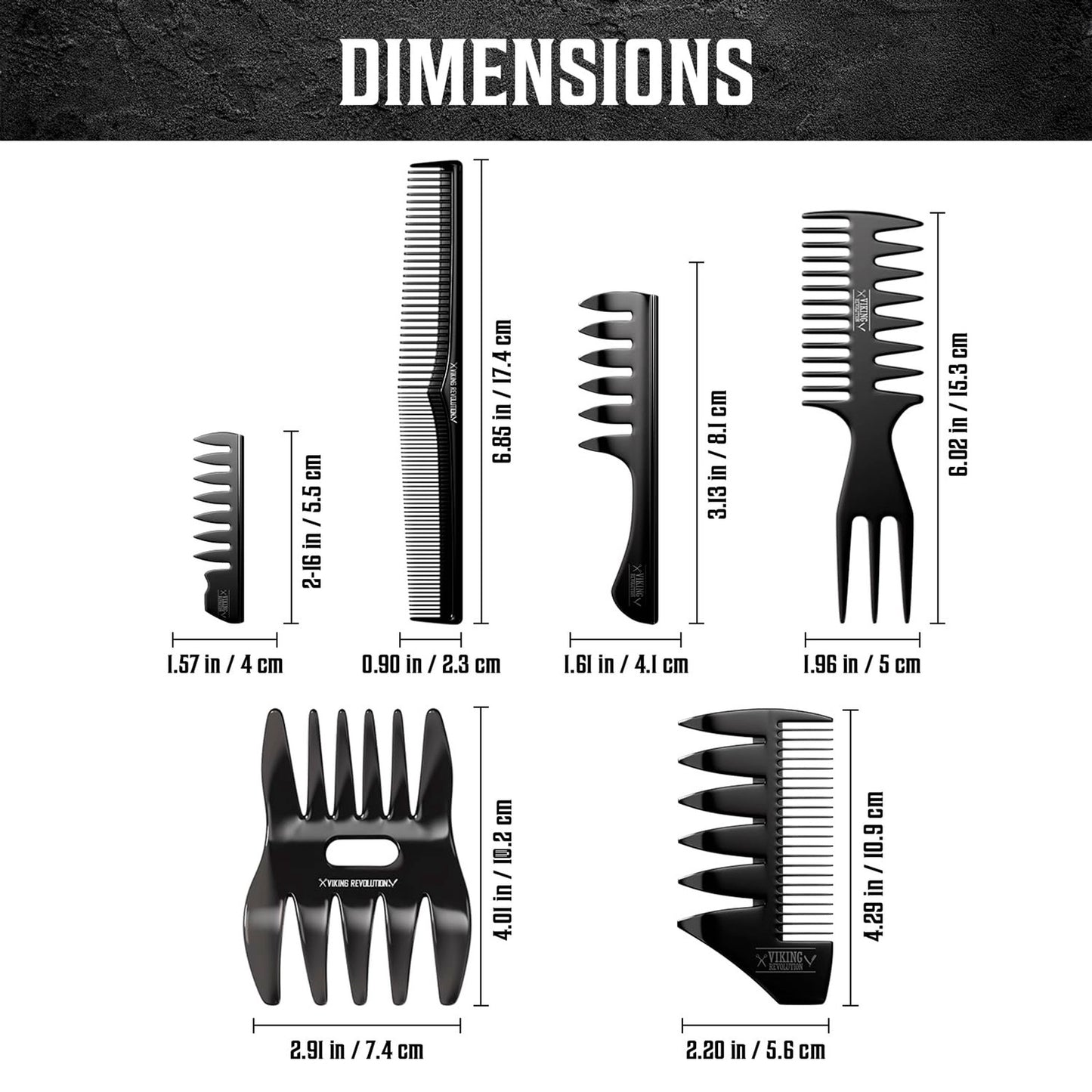 Professional Hair Styling Combs Set for Men - 6 Durable Anti-Static Grooming Tools