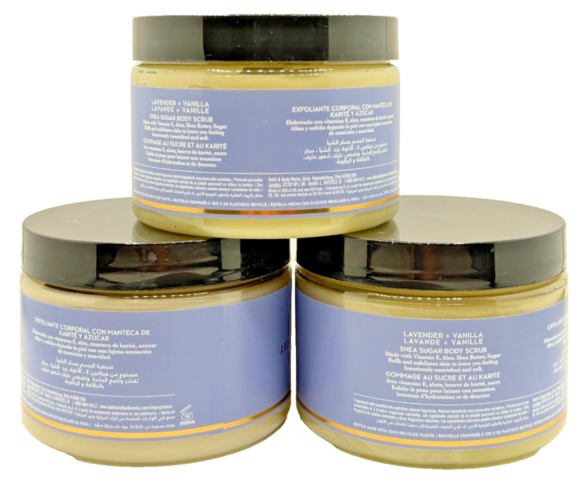 NEW Bath & Body Works Lot 3 Aroma Lavender Vanilla Shea Sugar Scrub