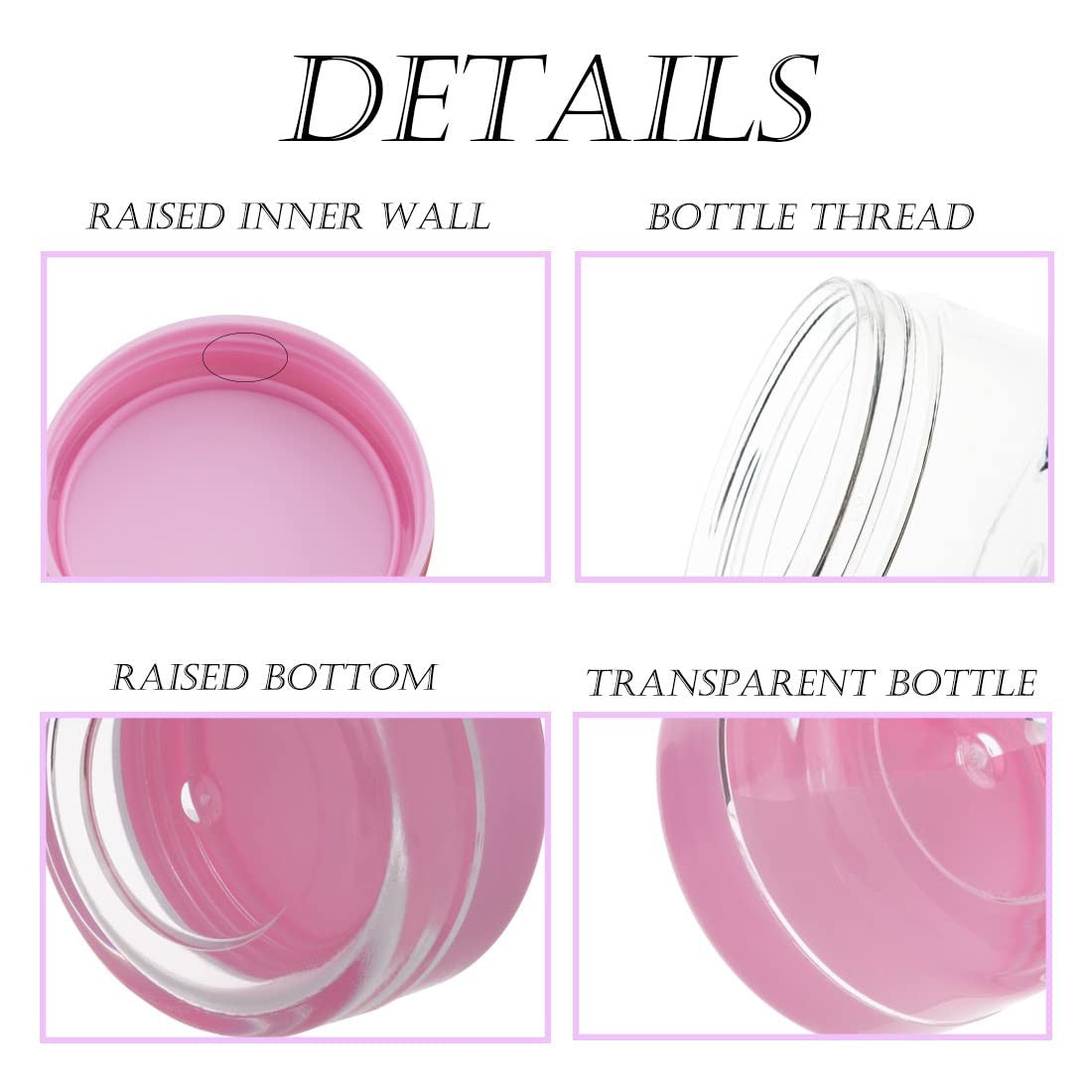 100 Pink Cosmetic Sample Containers 10g Refillable Plastic Jars with Lids
