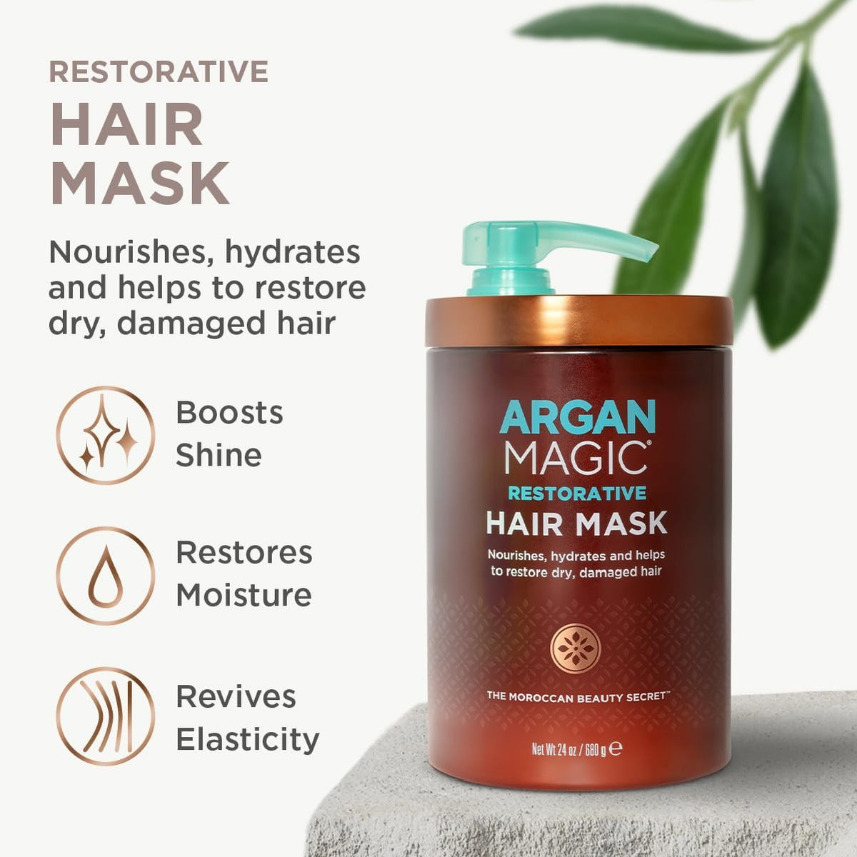 Restorative Hair Mask with Argan Oil - Protein Rich Treatment for Damaged Hair 24 FL OZ