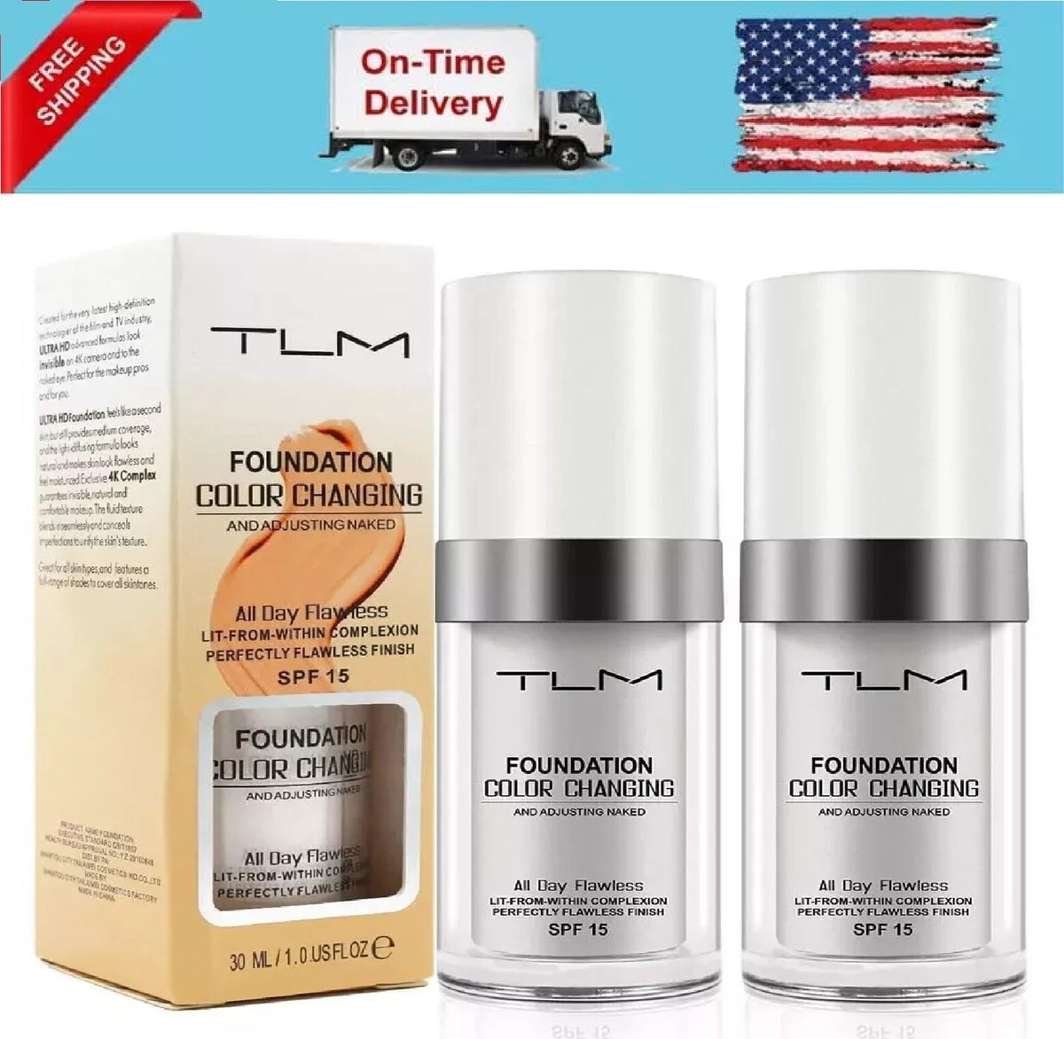 Color Changing Foundation Concealer Set - Flawless Skin Makeup with SPF 15