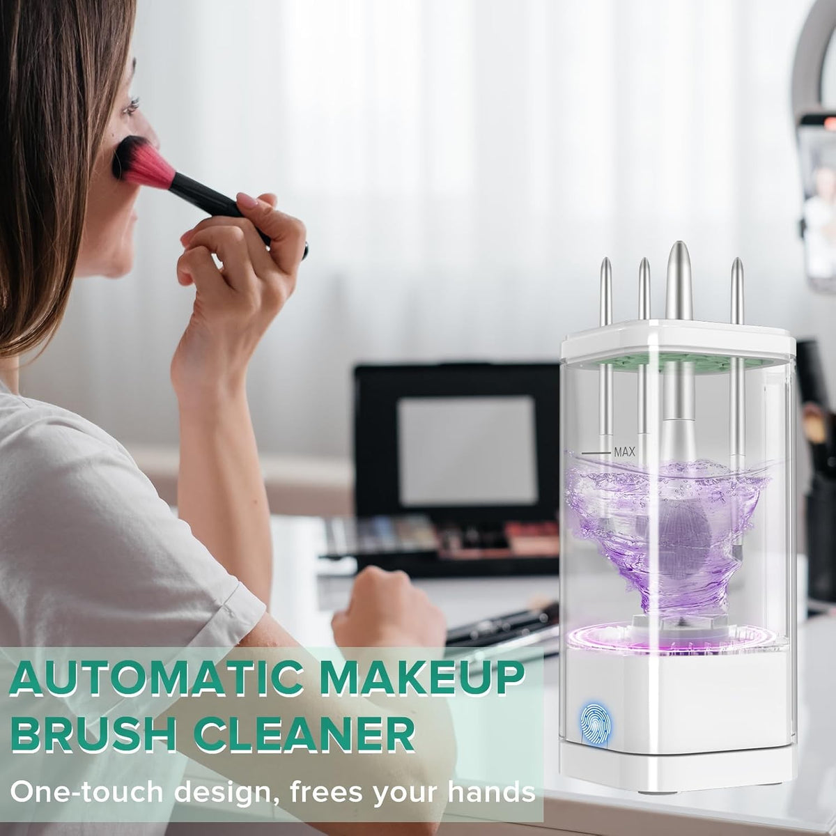 Electric Makeup Brush Cleaner Machine – 2-in-1 Automatic Cleaning & Dryer Holder