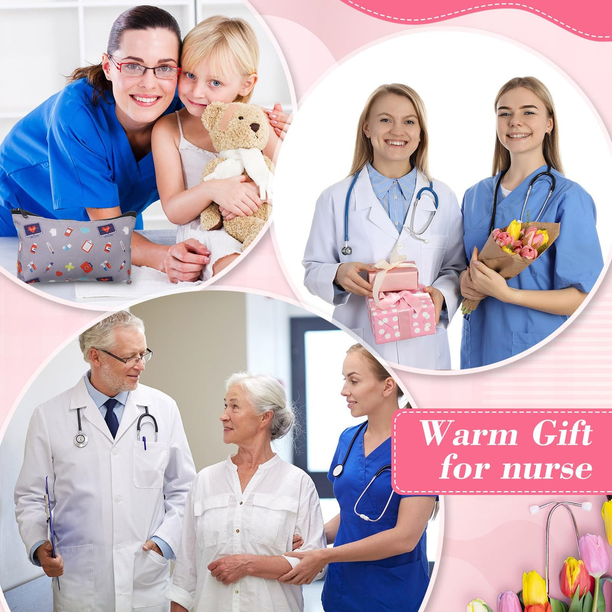 Nurse Appreciation Gift Set - Socks, Cosmetic Bag & Keychains - Bright Nurse Elements