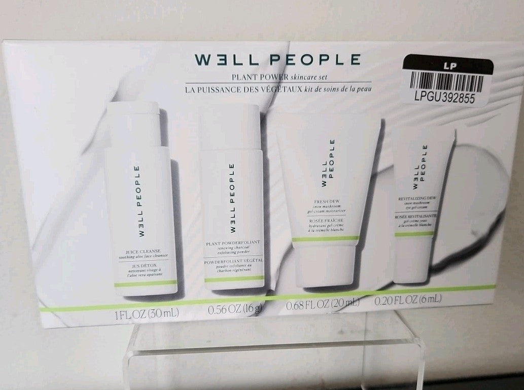 Well People Plant Power Skincare Set - Cleanser, Exfoliant, Moisturizer, Eye Cream
