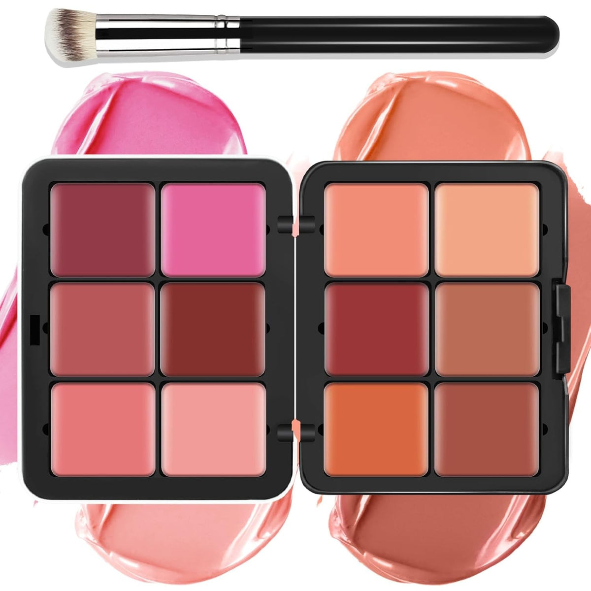 12-Color Cream Blush Palette for Cheeks - Waterproof, Long Wear Face Makeup