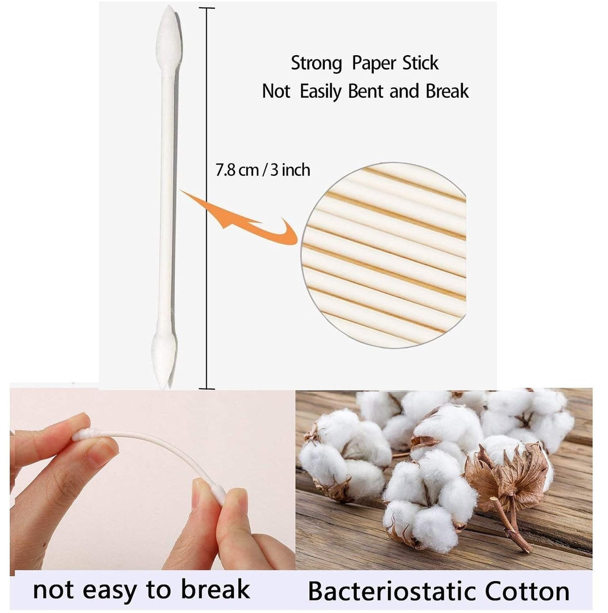 800 Pieces Cotton Swabs with Double Precision Tips - Personal & Household Use