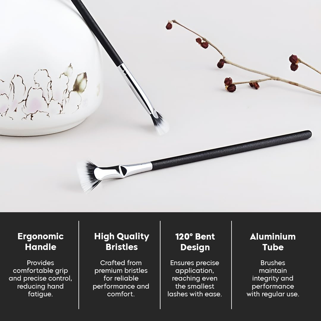 Angled Fan Mascara Brush Set - Precision Lash Fan Brushes for Voluminous & Natural Looks