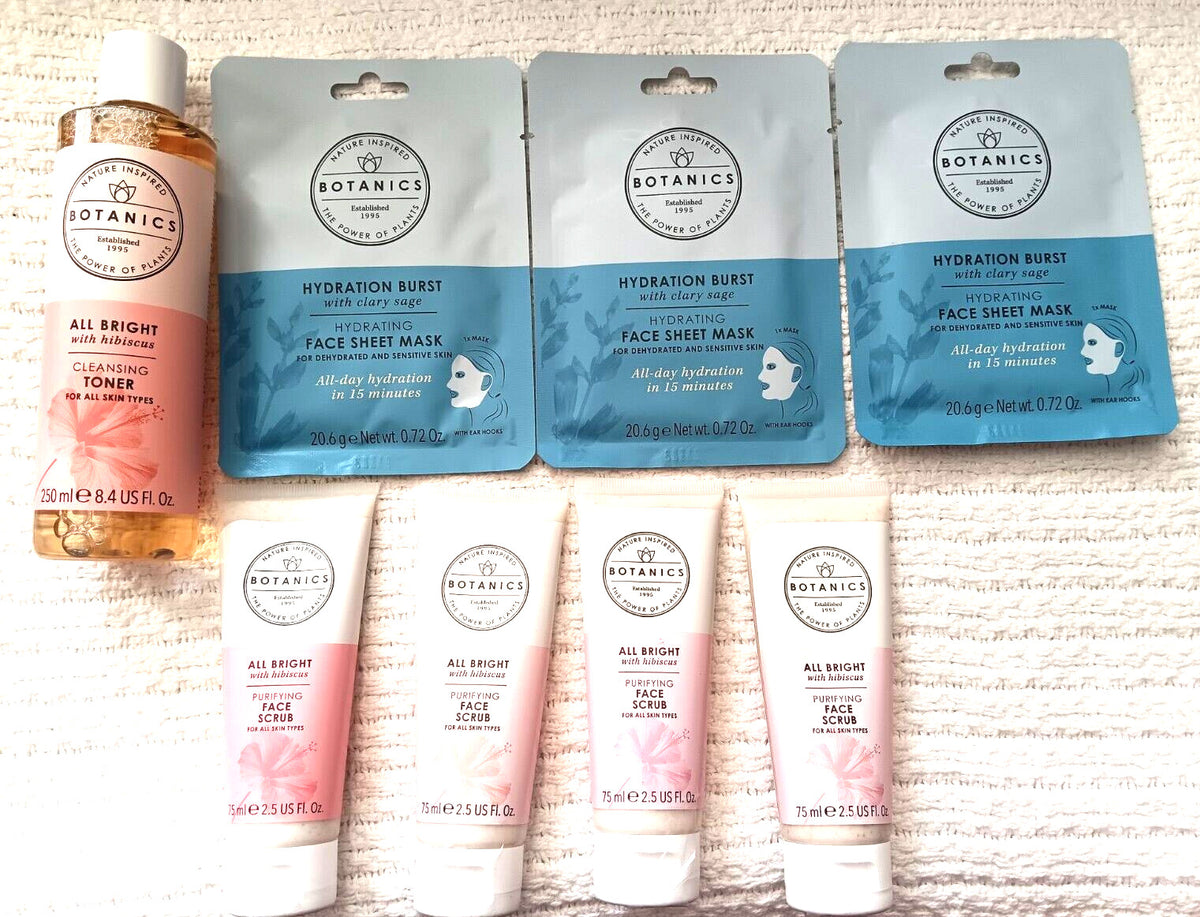 Hibiscus Face Scrub & Sheet Mask Set for Skin Refreshing - Botanics