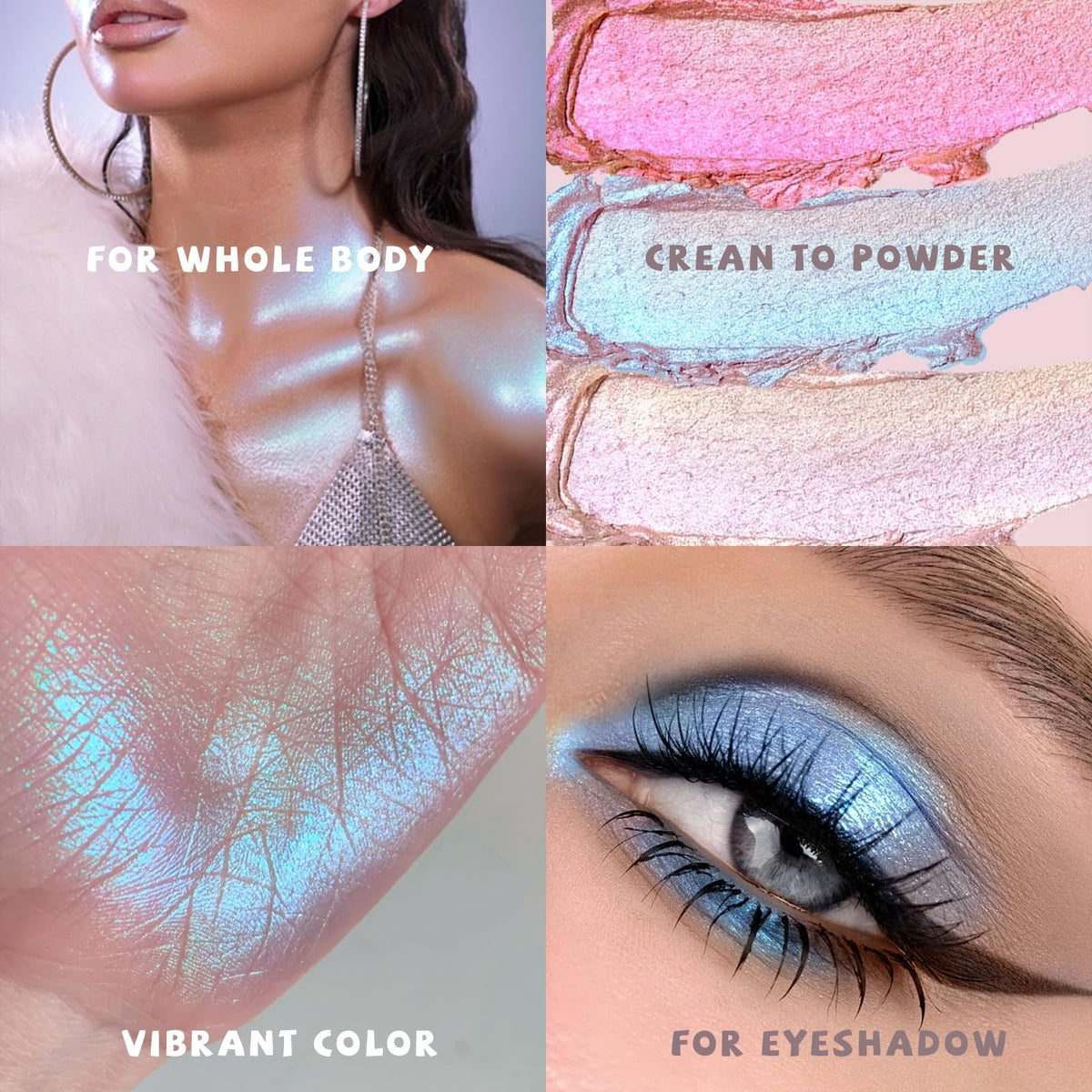 Holographic Duochrome Glitter Eyeshadow Palette - Iridescent Shimmer #04