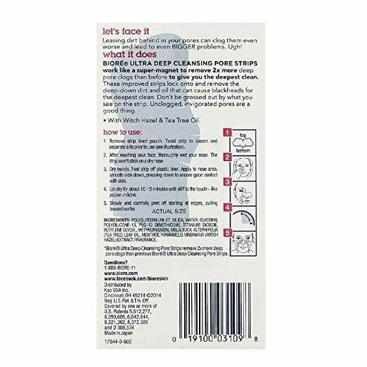 Deep Cleansing Nose Pore Strips for Blackhead Removal - Hypoallergenic, Unscented, 6 Count