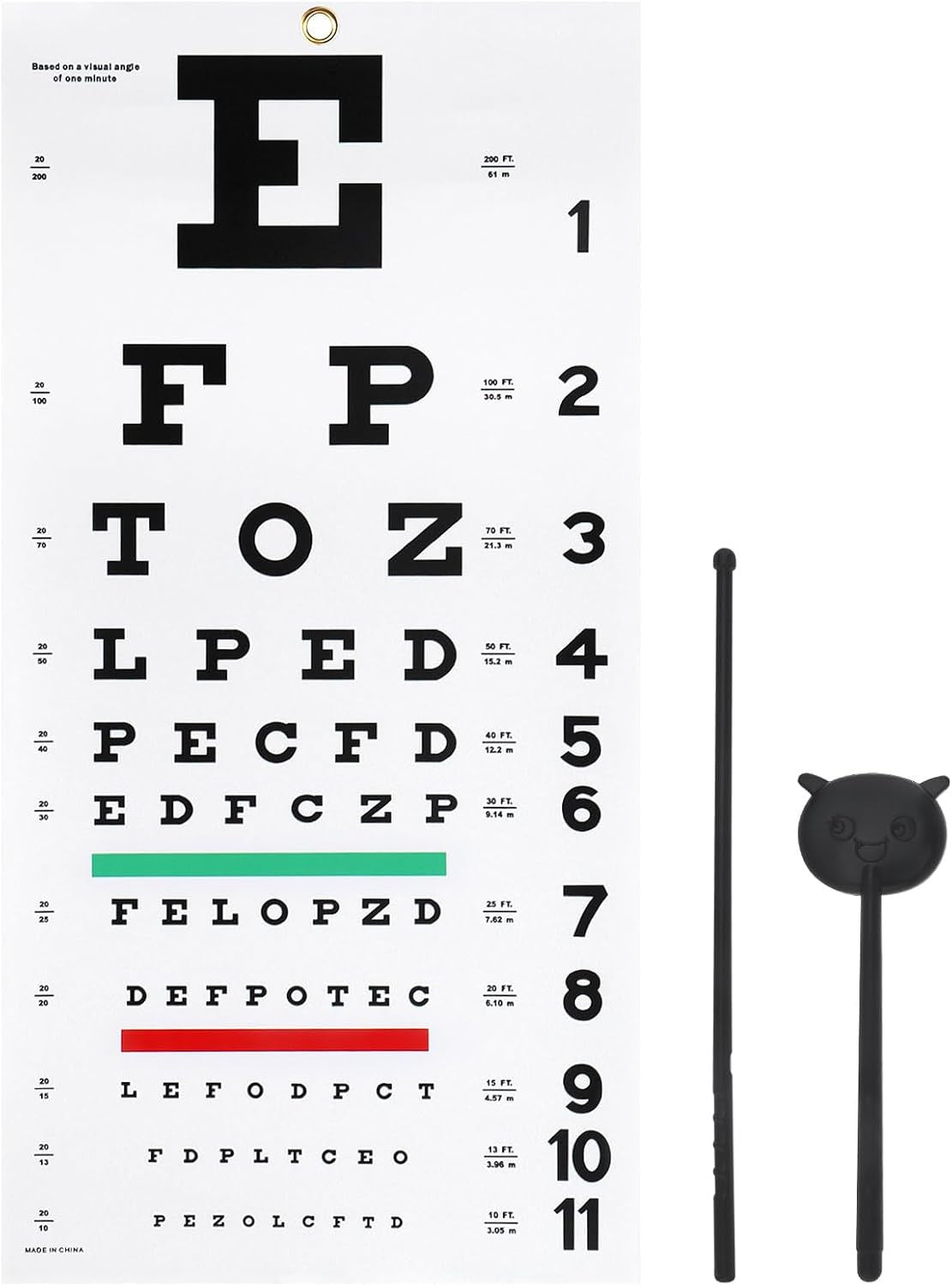 Snellen Eye Chart for Vision Testing - 20 Feet Wall Chart with Patching Kit