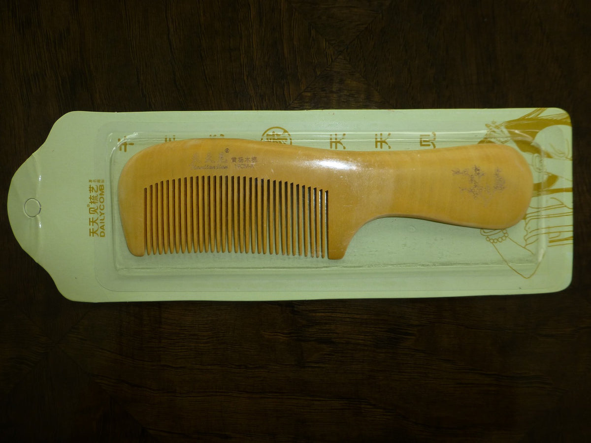 Natural Hand-Made Boxwood Hair Comb - Vintage Wooden Scalp Massager